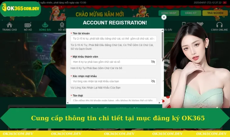 Đăng Ký OK365 214 Cung cấp thông tin chi tiết tại mục đăng ký OK365