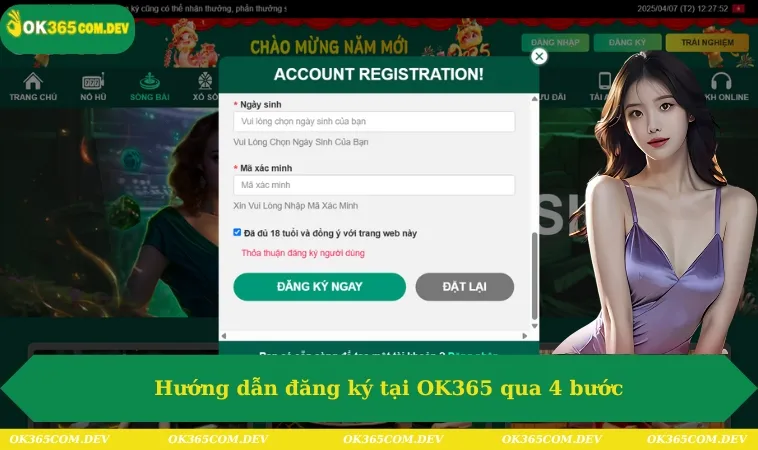 Đăng Ký OK365 214 Hướng dẫn đăng ký tại OK365 qua 4 bước